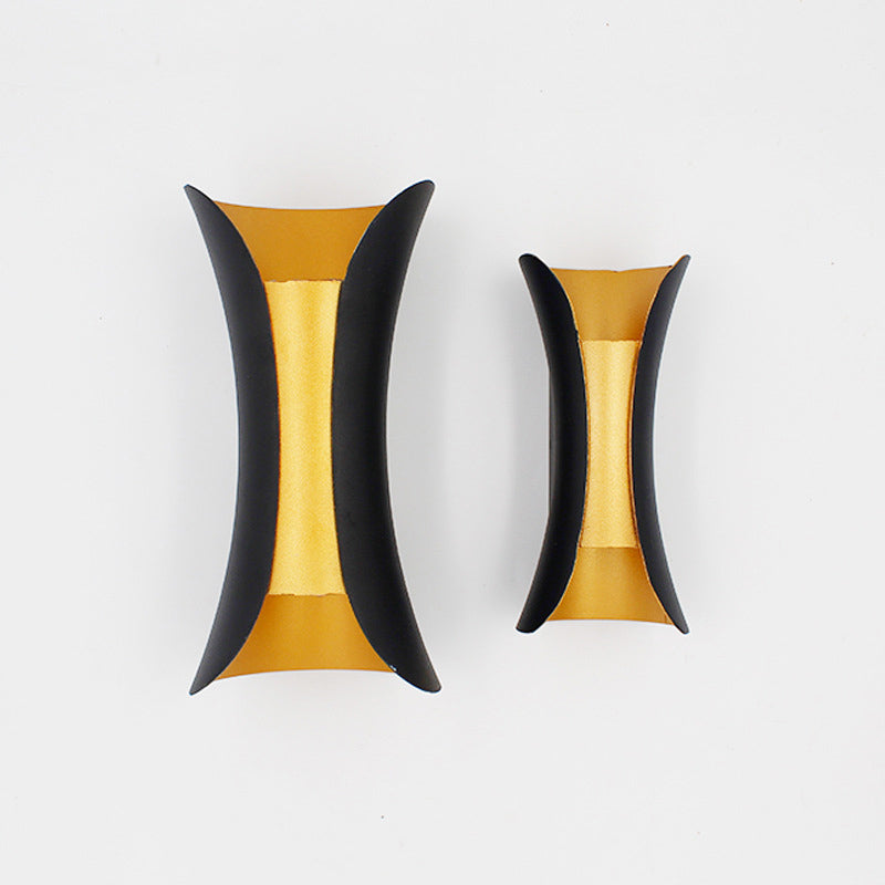 Curved Wall Light Lamp Sconce Modern Style Aluminum 2-Lights Black and Gold Wall Sconces