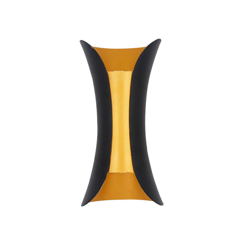 Curved Wall Light Lamp Sconce Modern Style Aluminum 2-Lights Black and Gold Wall Sconces