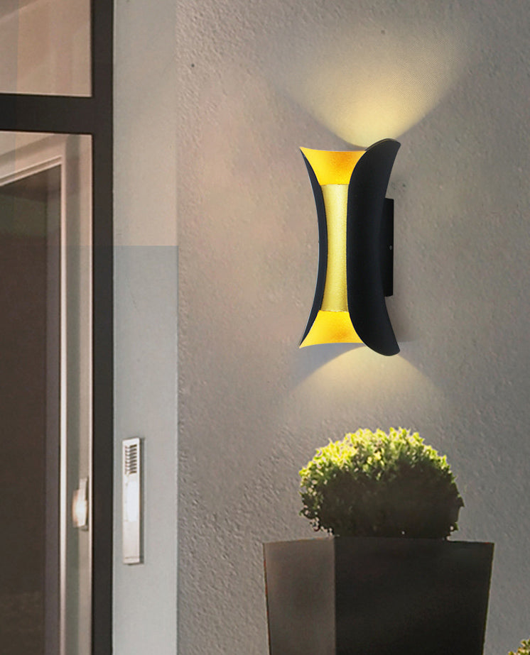 Curved Wall Light Lamp Sconce Modern Style Aluminum 2-Lights Black and Gold Wall Sconces