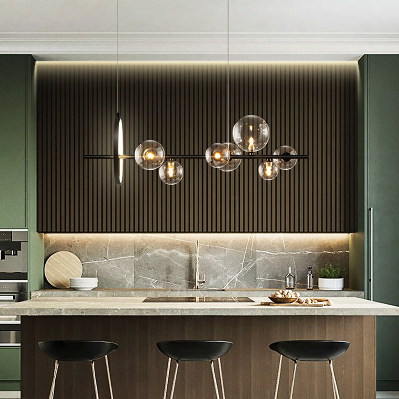 Modern Pendant Chandelier Linear Island Lighting Hanging Island Lights Glass Island Pendants