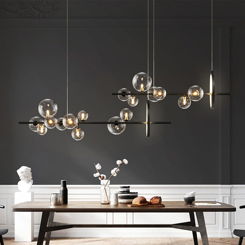 Modern Pendant Chandelier Linear Island Lighting Hanging Island Lights Glass Island Pendants