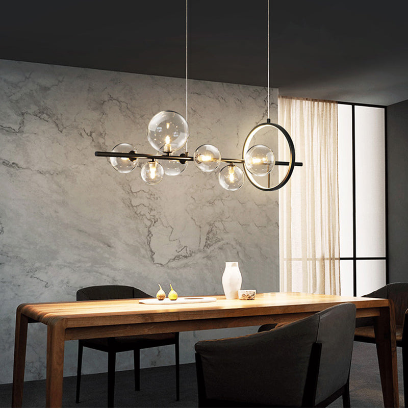 Modern Pendant Chandelier Linear Island Lighting Hanging Island Lights Glass Island Pendants