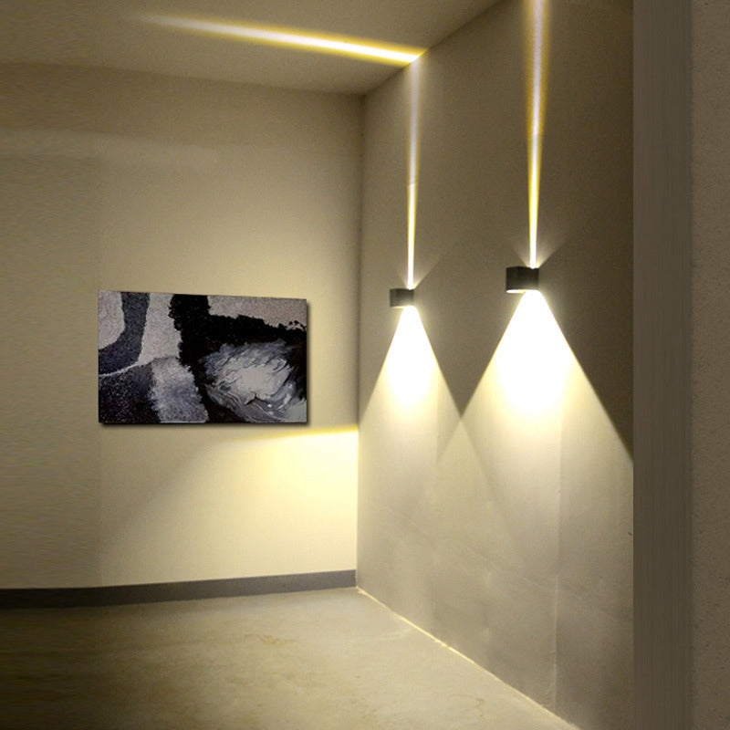 2-Lights Geometric Wall Lamp Fixtures Modern Style Black and White Aluminum Lighting