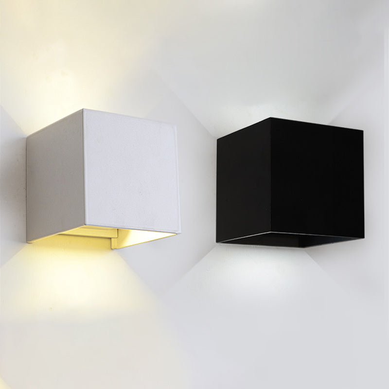 2-Lights Geometric Wall Lamp Fixtures Modern Style Black and White Aluminum Lighting