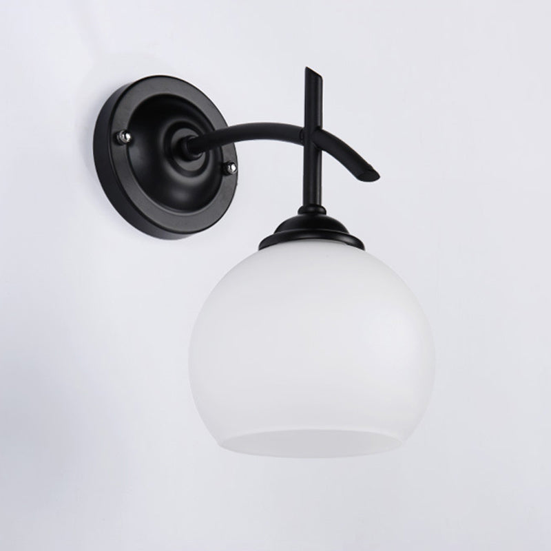 Globe Milk Glass Wall Mounted Light Industrial 1-Light Wall Sconce Light Fixtures