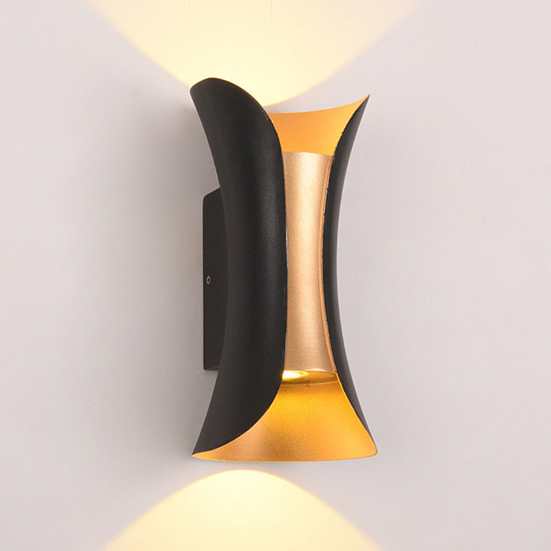Luces de apliques de pared de 2 luces Estilo moderno Lámpara de pared de aluminio en negro y dorado