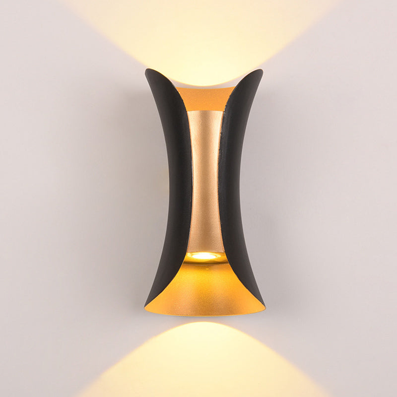 Luces de apliques de pared de 2 luces Estilo moderno Lámpara de pared de aluminio en negro y dorado