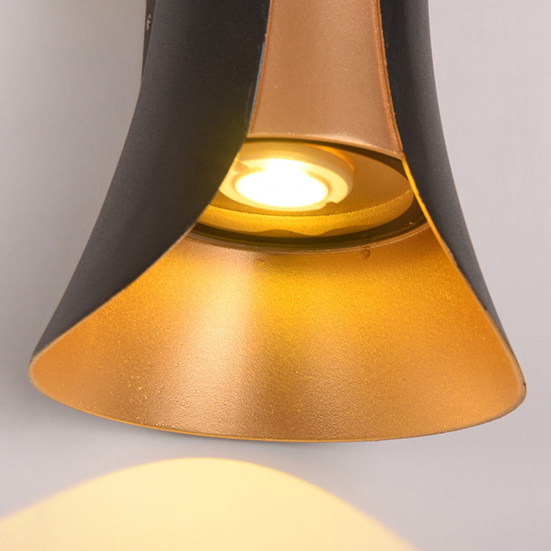 Luces de apliques de pared de 2 luces Estilo moderno Lámpara de pared de aluminio en negro y dorado