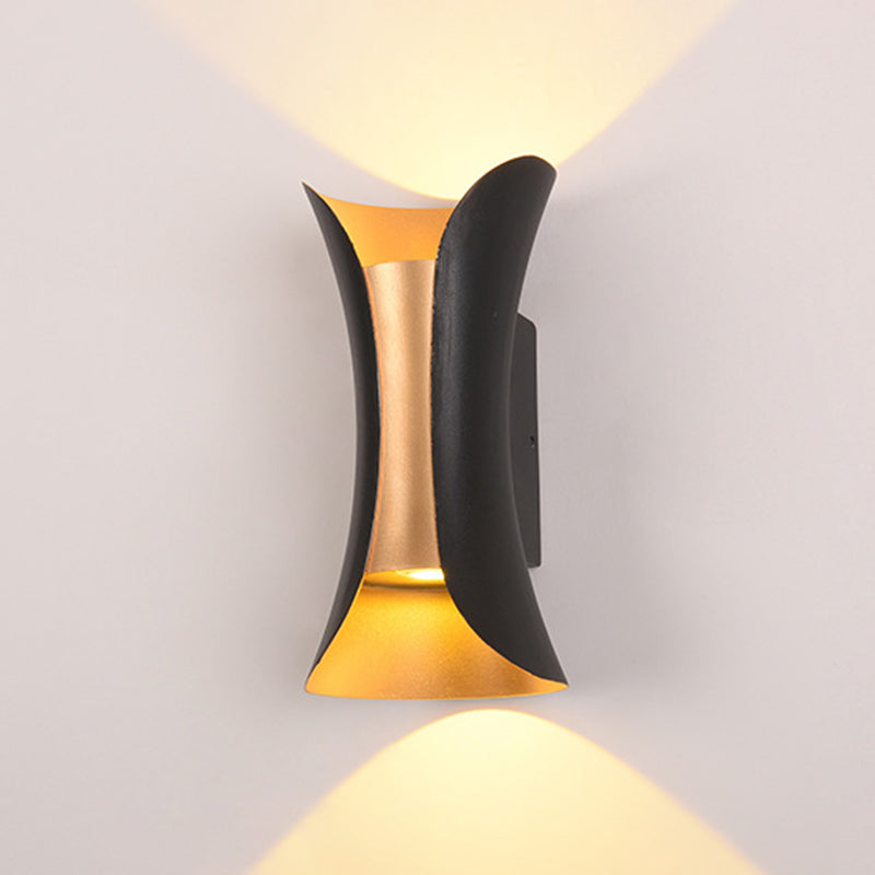 Luces de apliques de pared de 2 luces Estilo moderno Lámpara de pared de aluminio en negro y dorado