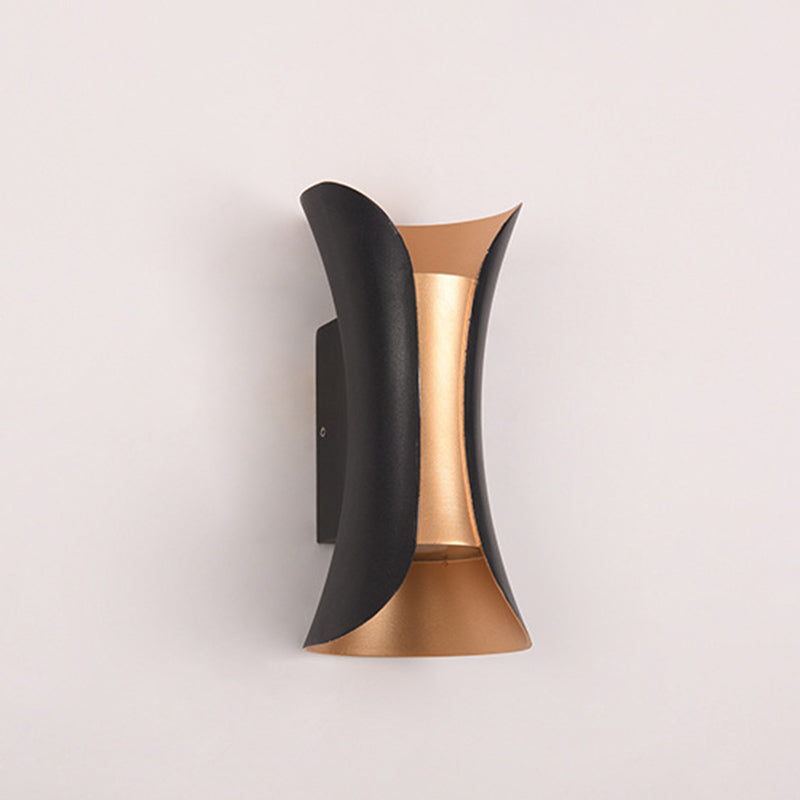 Luces de apliques de pared de 2 luces Estilo moderno Lámpara de pared de aluminio en negro y dorado