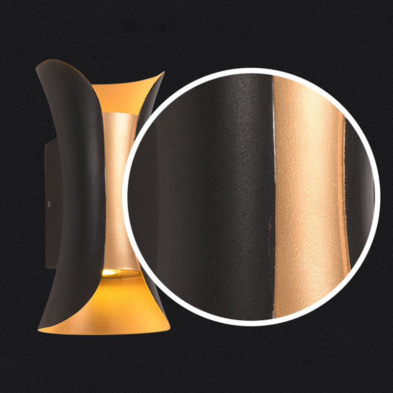 Luces de apliques de pared de 2 luces Estilo moderno Lámpara de pared de aluminio en negro y dorado
