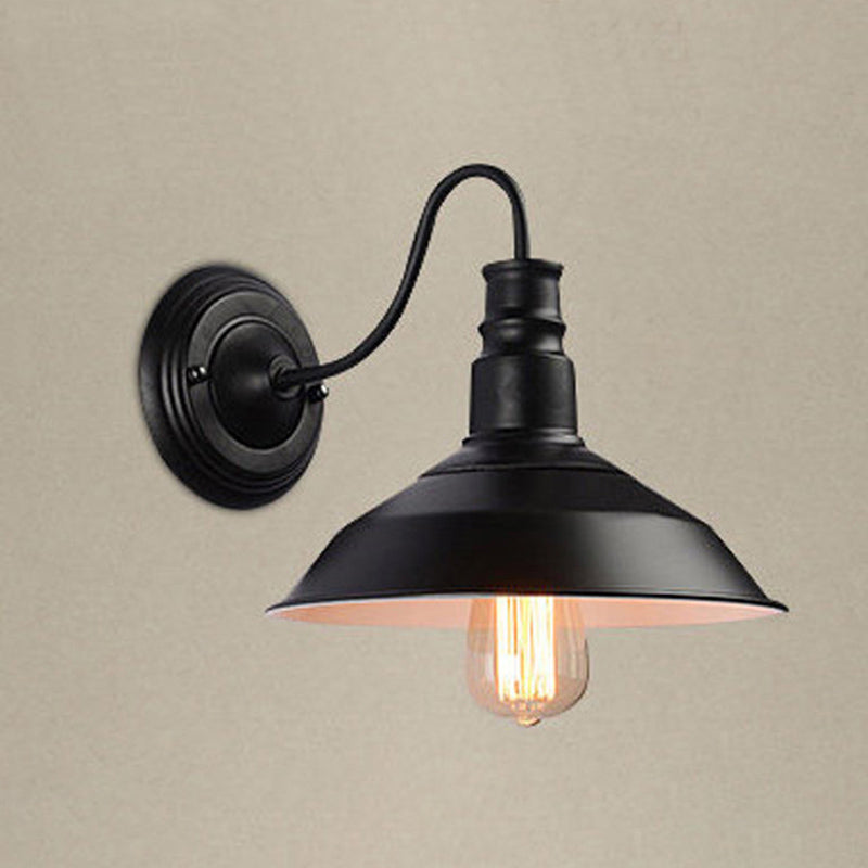 1-leichte Scheunenleuchte Leuchte Industrielle Schwarze Metall-Wandleuchten