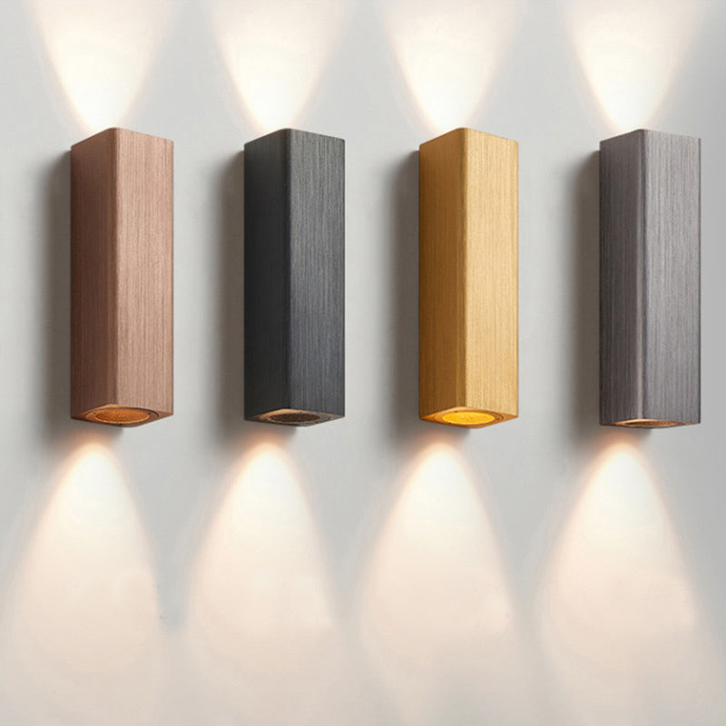 Rectangle Wall Lighting Fixtures Modern Style Aluminum 2-Lights Wall Mount Lamp