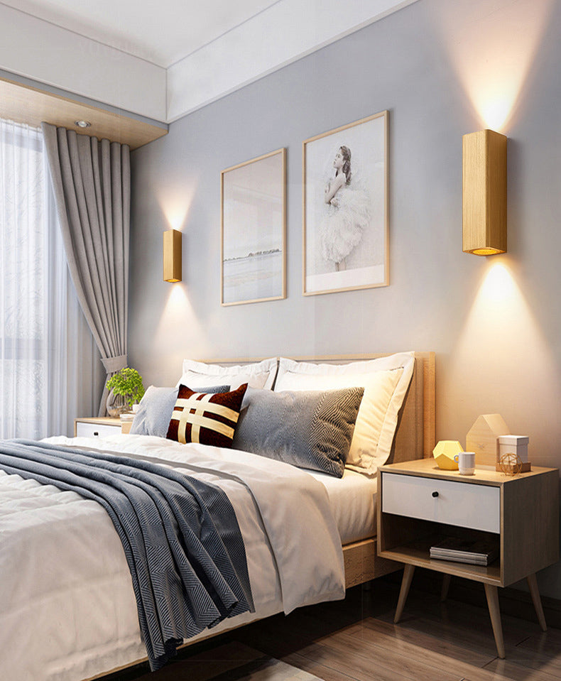 Rectangle Wall Lighting Fixtures Modern Style Aluminum 2-Lights Wall Mount Lamp