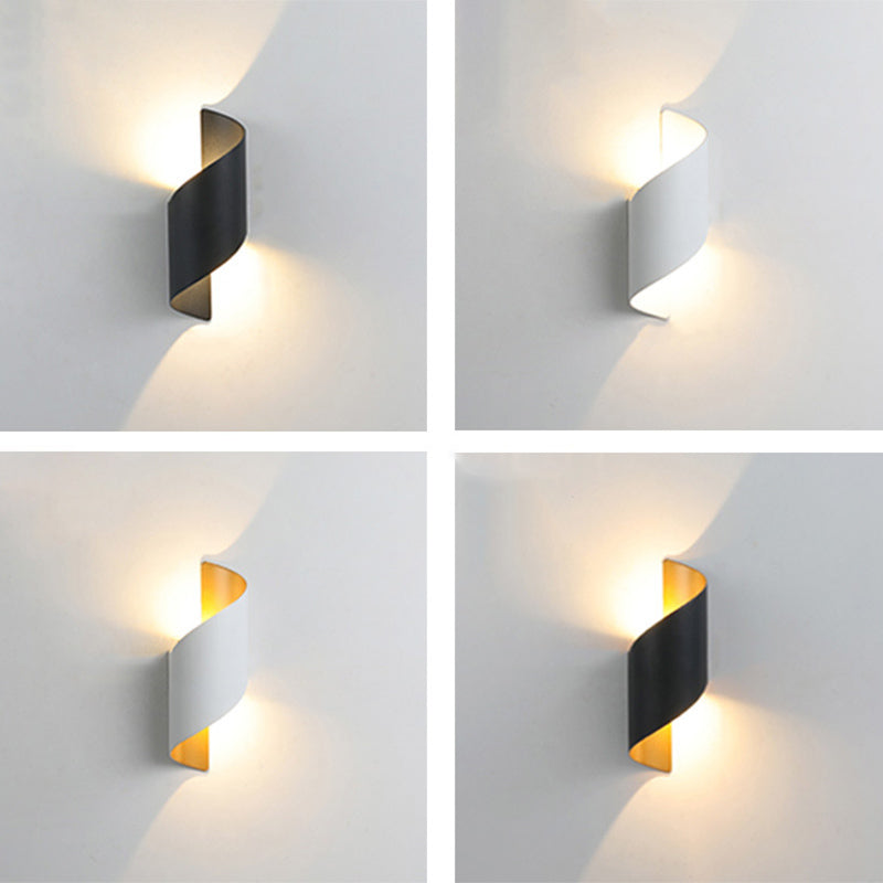 2-Lights Sconce Lights Modern Style Wrapped Aluminum Wall Lamps in Black and White