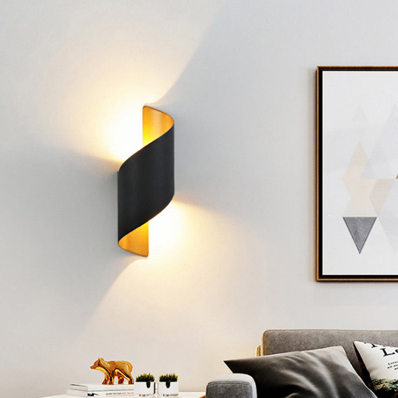 2-Lights Sconce Lights Modern Style Wrapped Aluminum Wall Lamps in Black and White