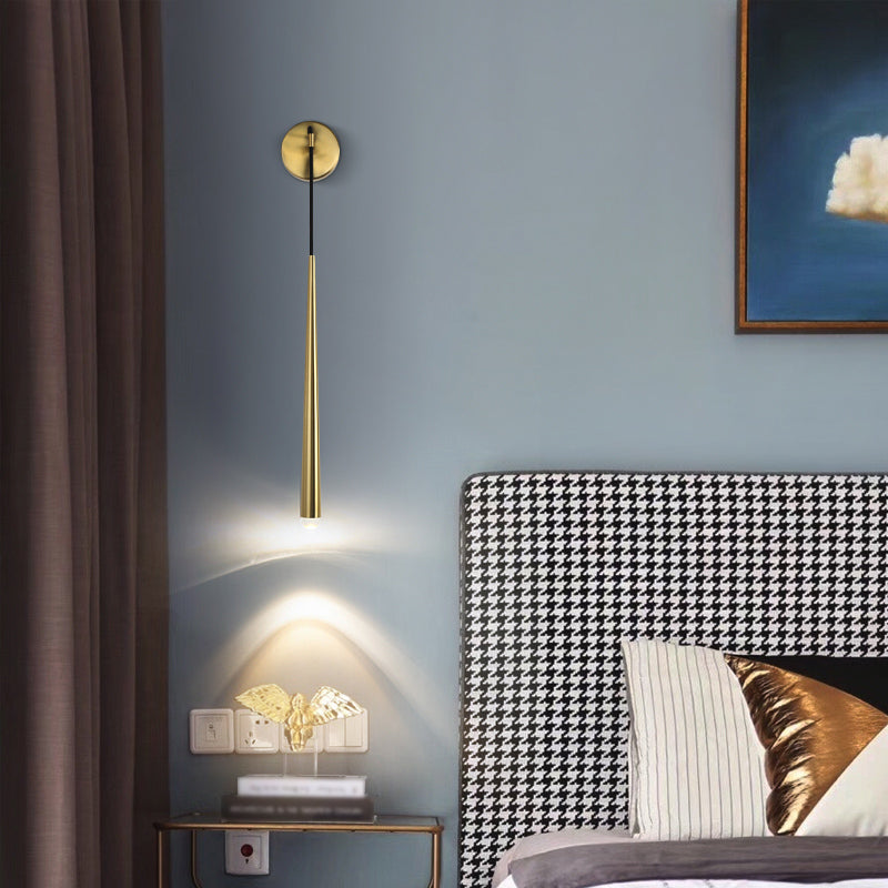 Tapered Brass Sconce Light Fixture Modern Style 1-Light Wall Mounted Lighting