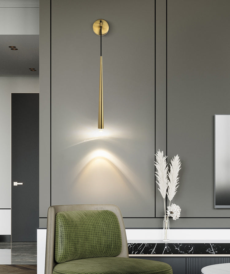 Tapered Brass Sconce Light Fixture Modern Style 1-Light Wall Mounted Lighting