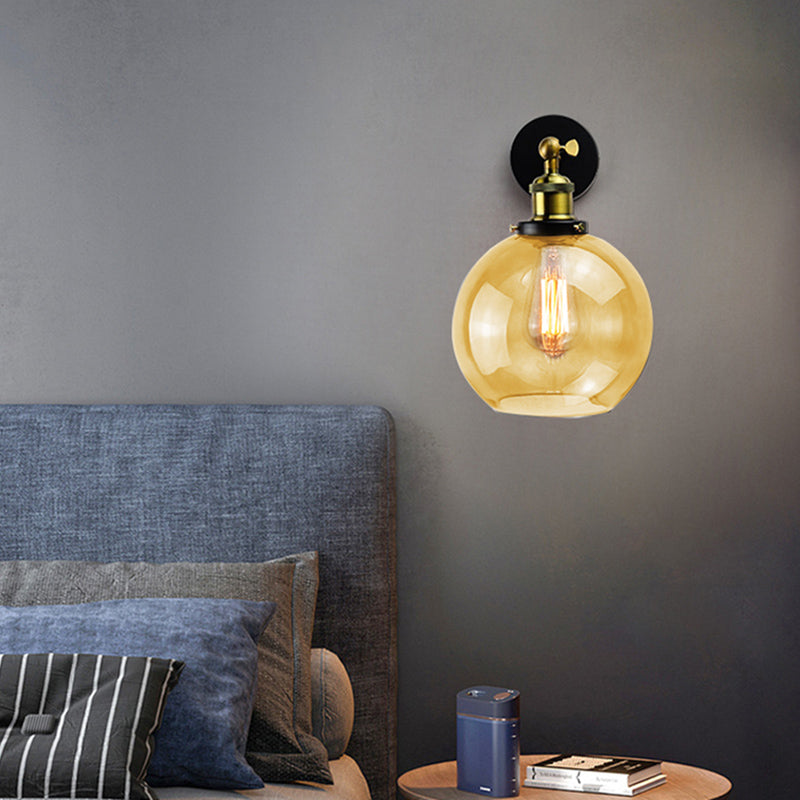 Geometric Shade Wall Lighting Modern Simple Style Glass 1 Light Sconce Light in Amber