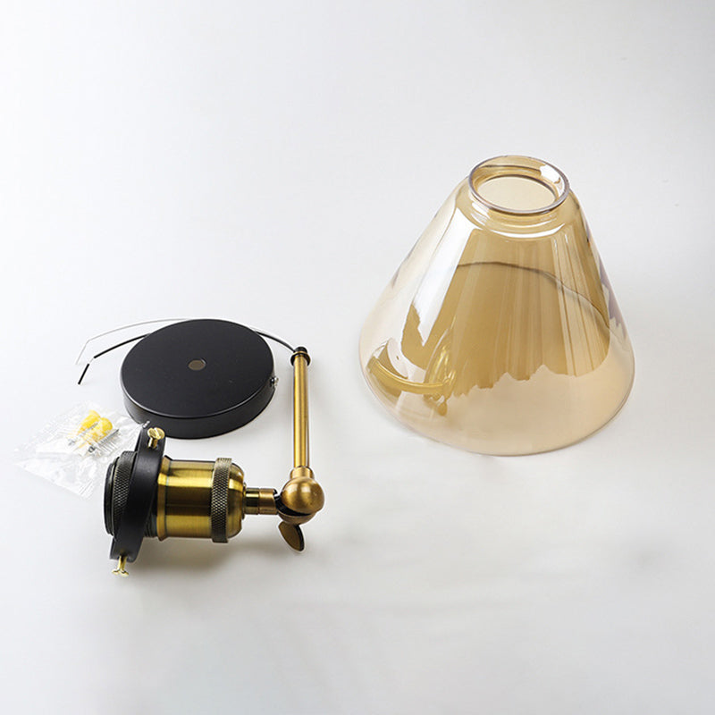 Geometric Shade Wall Lighting Modern Simple Style Glass 1 Light Sconce Light in Amber