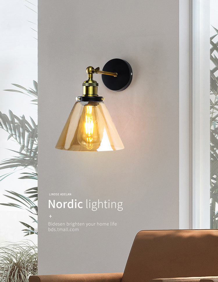 Geometric Shade Wall Lighting Modern Simple Style Glass 1 Light Sconce Light in Amber