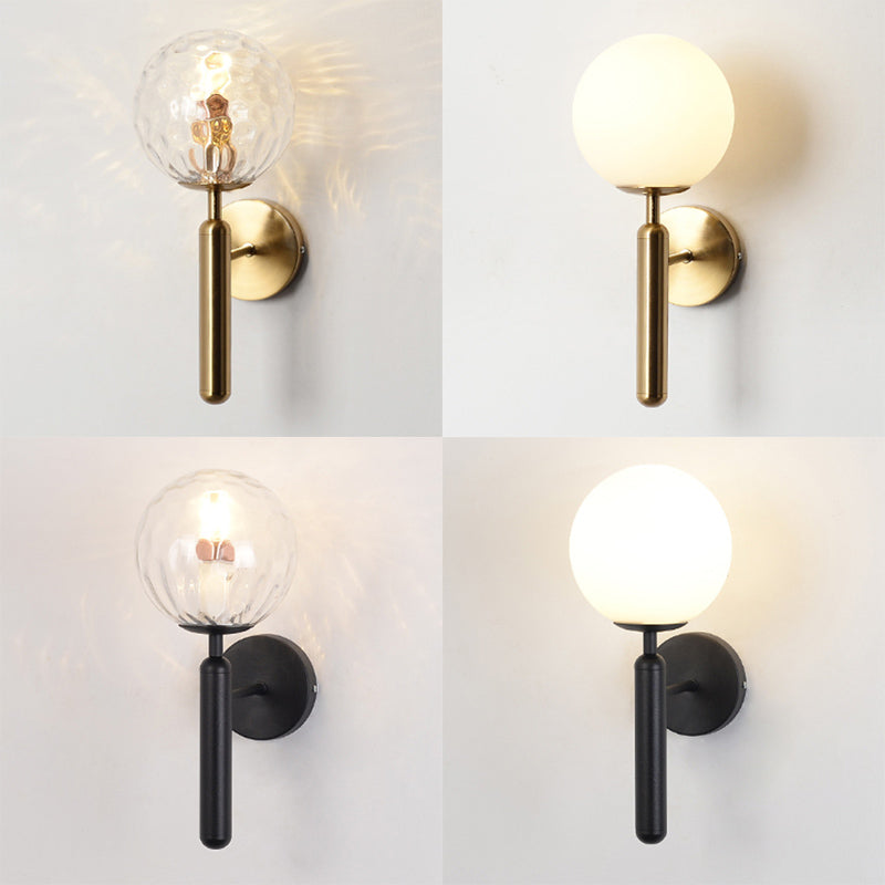 Oro e nero rotondo a muro leggero moderno in stile semplice vetro applique a luce singola