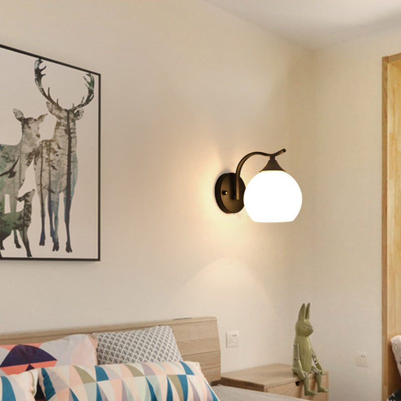 Glass Geometric Shade Wall Lights Modern Simple 1 Head Wall Mount Fixture in Black