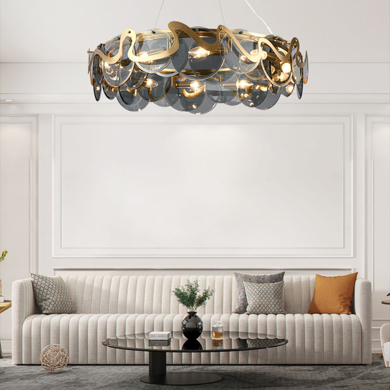 Glass Pendant Light Geometric Contemporary Ceiling Light for Living Room
