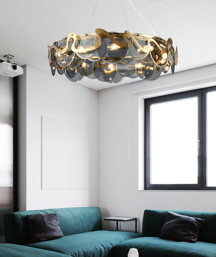 Glass Pendant Light Geometric Contemporary Ceiling Light for Living Room