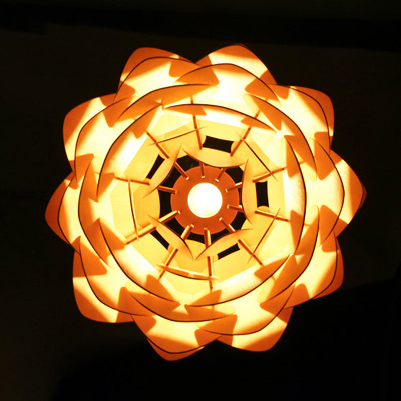 Modern Wood Ceiling Light Fixture 1-Light Pine Cones Pendant Light for Dining Room