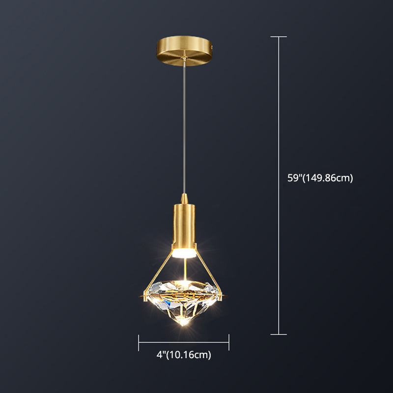 Gold Contemporary Hanging Light Kit Crystal Ceiling Light for Dining Room