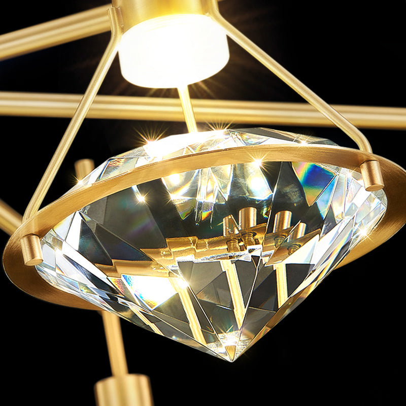 Gold Contemporary Hanging Light Kit Crystal Ceiling Light for Dining Room