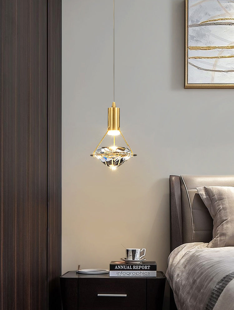 Gold Contemporary Hanging Light Kit Crystal Ceiling Light for Dining Room