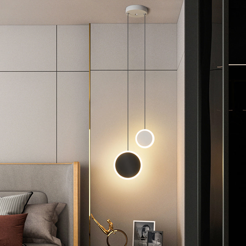 Aluminium 2-Light Circle Pendant Light Modern Modern Down Lighting pour la chambre