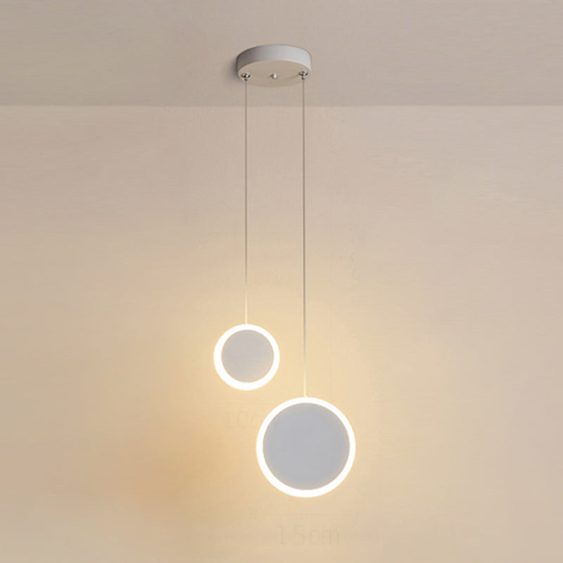 Aluminium 2-Light Circle Pendant Light Modern Modern Down Lighting pour la chambre