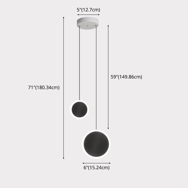 Aluminium 2-Light Circle Pendant Light Modern Modern Down Lighting pour la chambre