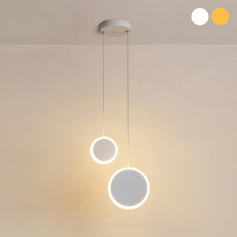 Aluminium 2-Light Circle Pendant Light Modern Modern Down Lighting pour la chambre