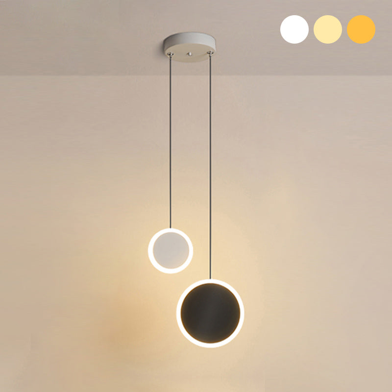 Aluminium 2-Light Circle Pendant Light Modern Modern Down Lighting pour la chambre