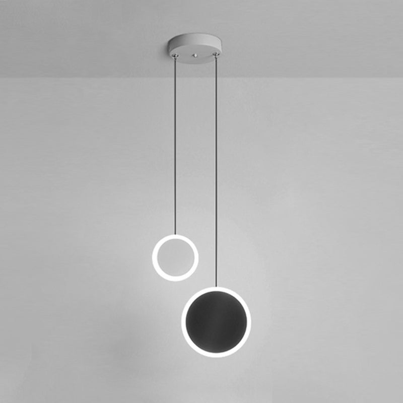Aluminium 2-Light Circle Pendant Light Modern Modern Down Lighting pour la chambre