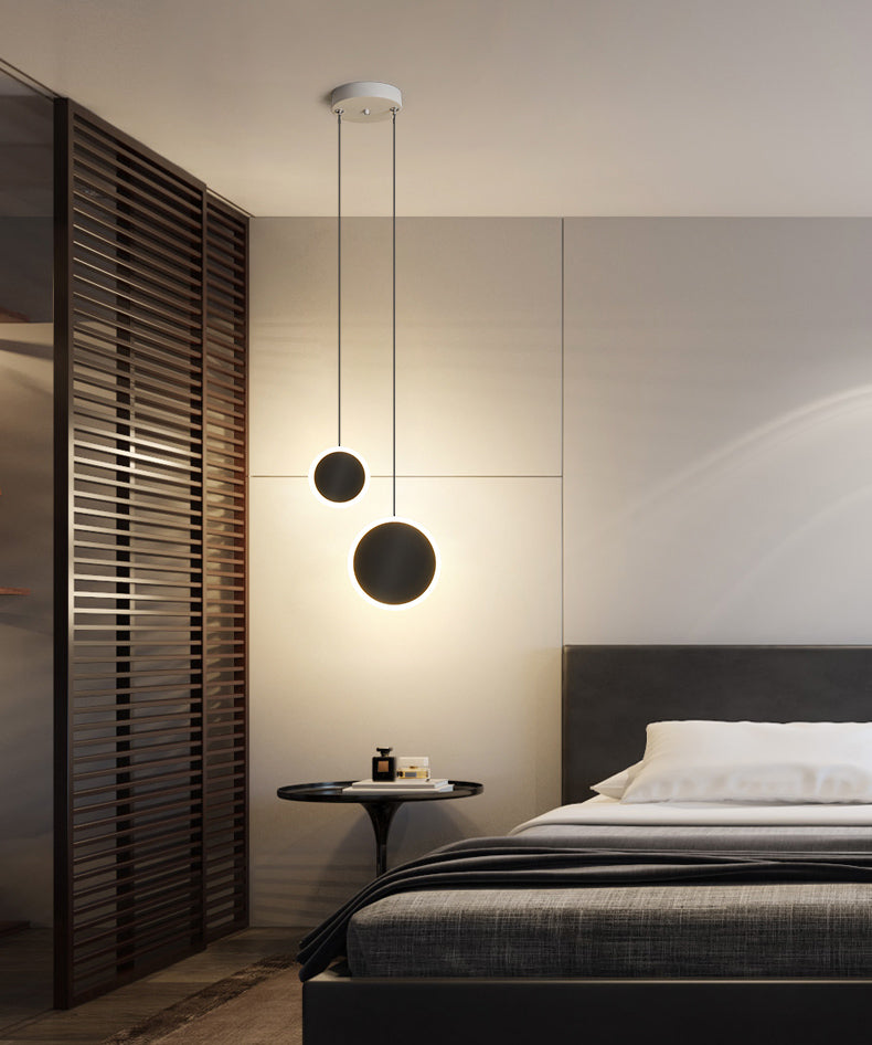 Aluminium 2-Light Circle Pendant Light Modern Modern Down Lighting pour la chambre