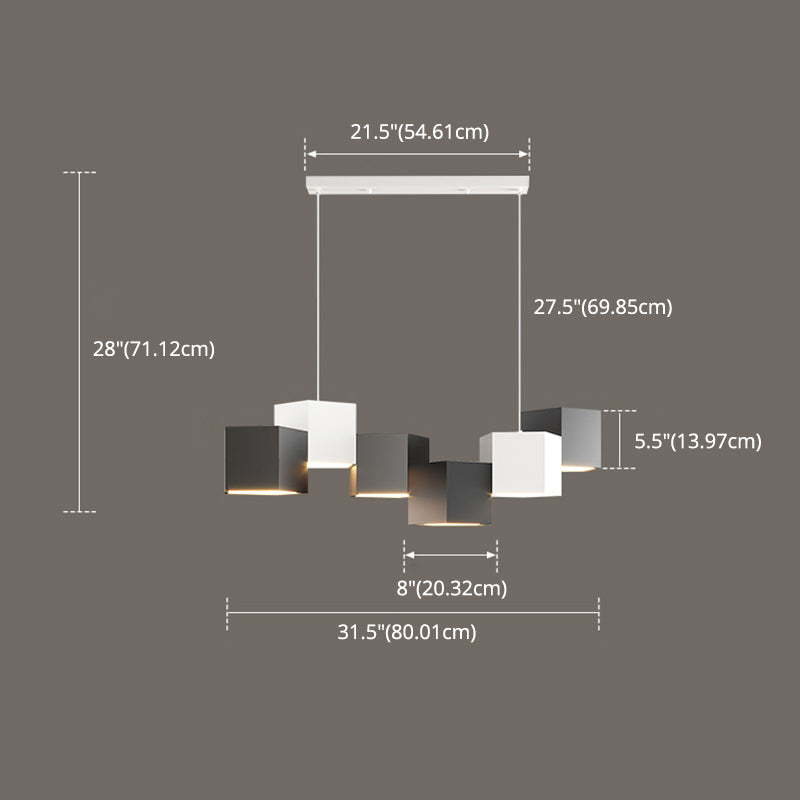 6 Luz de la isla de cocina ligera colgante lineal de iluminación de iluminación de la isla de iluminación