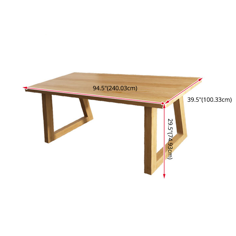 Contemporary Solid Wood Rectangle Shape Kitchen Table Set with 2 Wood Legs for Dining Room Furniture