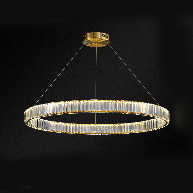 Gold Crystal Pendant Lighting Simplicity LED Chandelier Lighting Fixtures for Living Room
