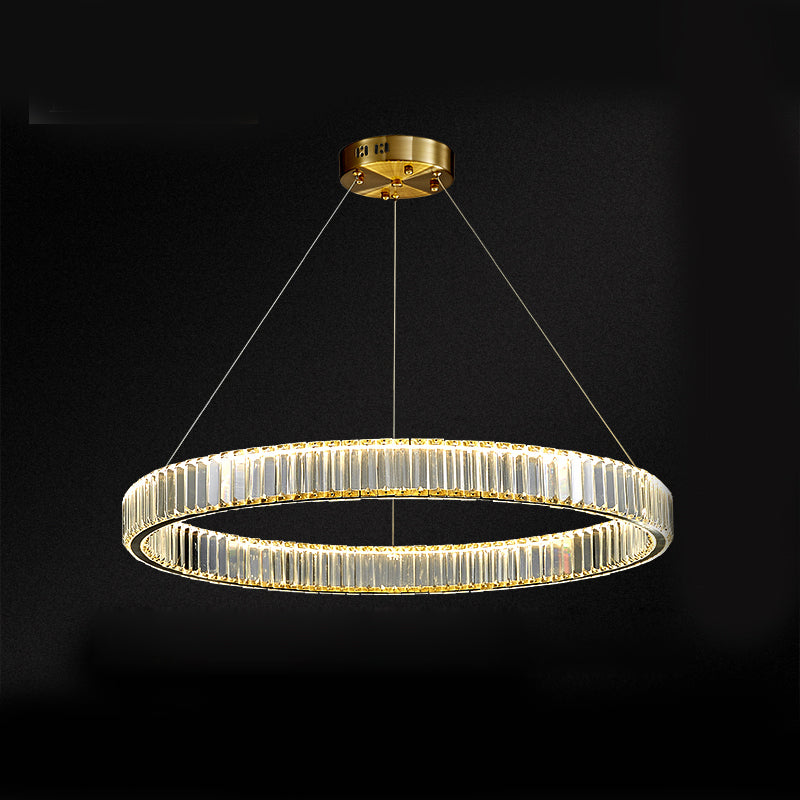 Gold Crystal Pendant Lighting Simplicity LED Chandelier Lighting Fixtures for Living Room