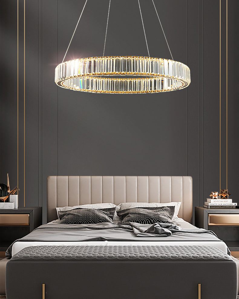 Gold Crystal Pendant Lighting Simplicity LED Chandelier Lighting Fixtures for Living Room