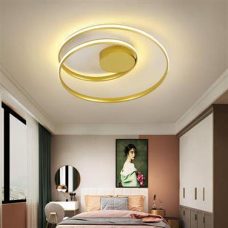 Swirl Wave Flush Mount Ceiling Light Fixture with Aluminum Art for Living Room