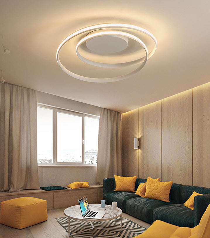 Swirl Wave Flush Mount Ceiling Light Fixture with Aluminum Art for Living Room