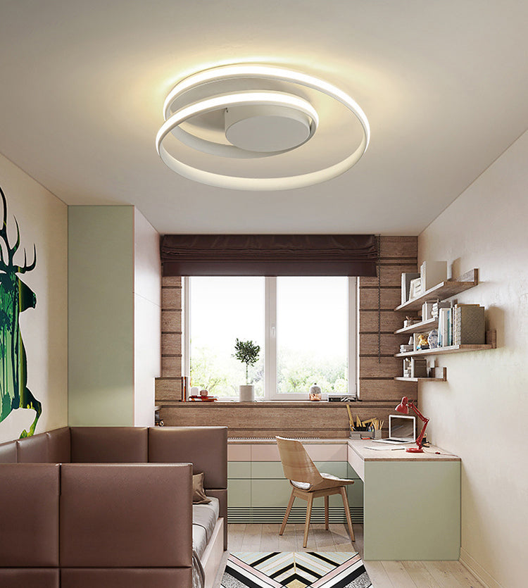 Swirl Wave Flush Mount Ceiling Light Fixture with Aluminum Art for Living Room