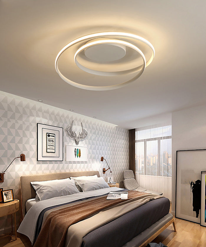 Swirl Wave Flush Mount Ceiling Light Fixture with Aluminum Art for Living Room