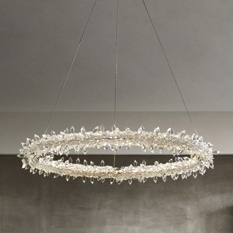 Ring Modern Chandeliers K9 Crystal LED Chandelier Lighting Fixtures for Living Room